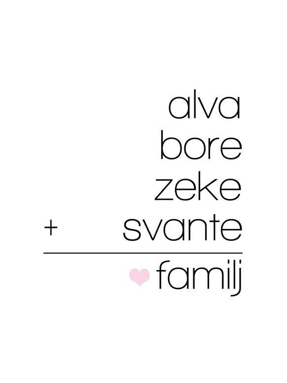 Familjeekvation Vit - 4 Namn (21x29,7 cm (A4))