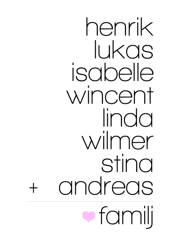 Familjeekvation Vit - 8 namn (21x29,7 cm (A4))