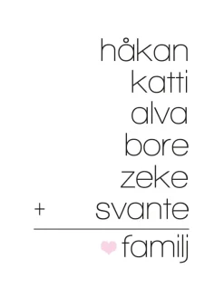 Familjeekvation Vit - 6 namn (21x29,7 cm (A4))