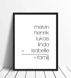 Familjeekvation Vit - 6 namn (21x29,7 cm (A4))