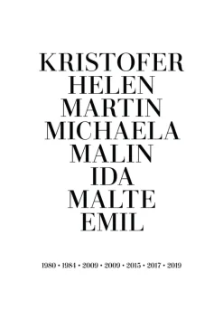Familjetavla - 8Namn & Födelseår - Vit (21x29,7 cm (A4))