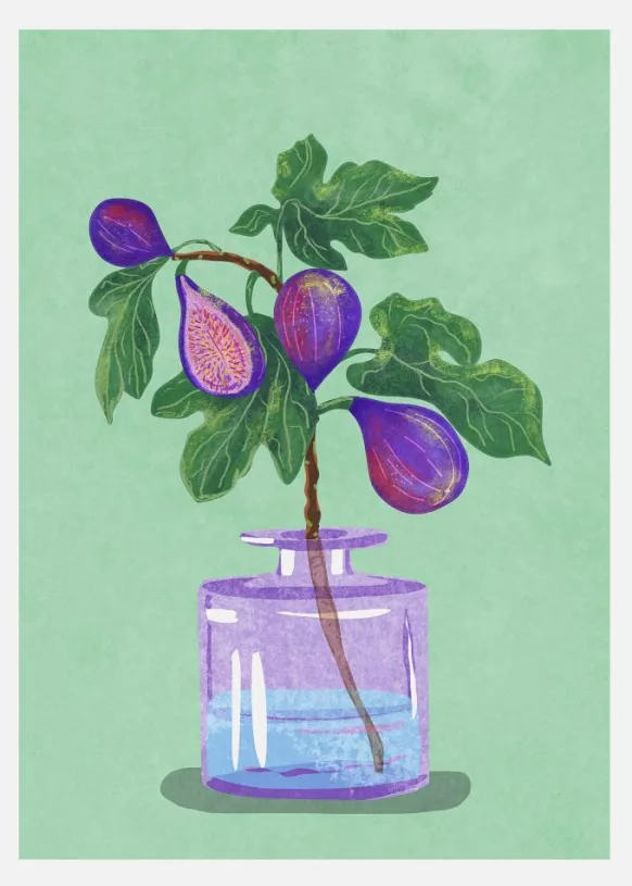 Figs Branch In Vase Canvastavla (30x40 cm)
