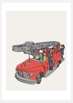 Fire Truck Canvastavla (30x40 cm)