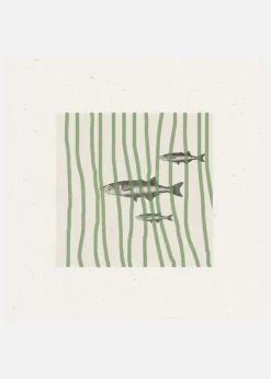 Fish In Striped Waves Canvastavla (30x30 cm)