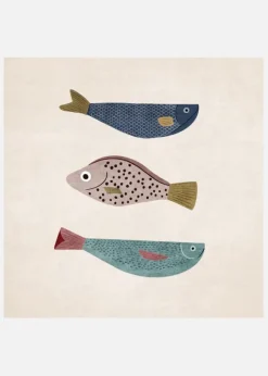 Fish Trio Delight Canvastavla (30x30 cm)