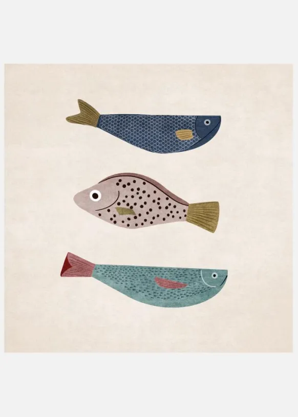 Fish Trio Delight Canvastavla (30x30 cm)