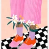Floral Socks Canvastavla (30x40 cm)