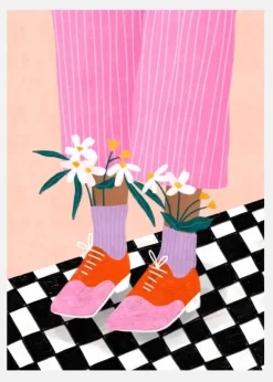 Floral Socks Canvastavla (30x40 cm)