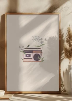 Floral vintage radio Poster (21x29.7 cm (A4))