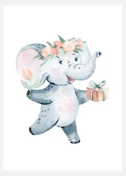 Flower Elephant Canvastavla (30x40 cm)
