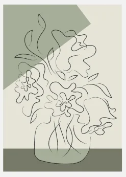 Flower Green Canvastavla (30x40 cm)