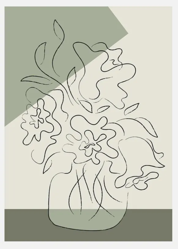 Flower Green Canvastavla (30x40 cm)