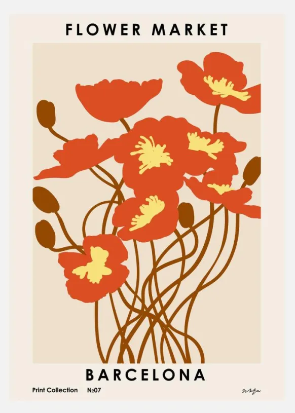 Flower Market. Barcelona Canvastavla (30x40 cm)