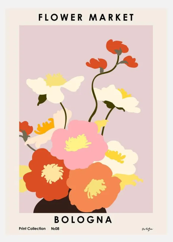Flower Market. Bologna Canvastavla (30x40 cm)