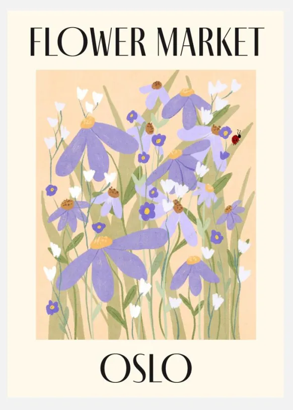 Flower Market Oslo Norway Canvastavla (30x40 cm)