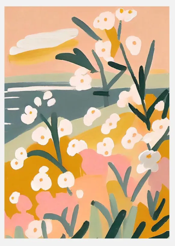 Flowers By The Sea Canvastavla (30x40 cm)