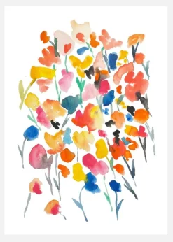 Flowers In Watercolor Canvastavla (30x40 cm)