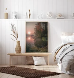 Foggy Fall Lake Poster (21x29.7 cm (A4))