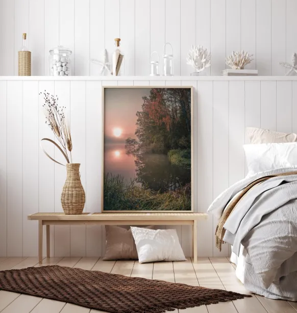 Foggy Fall Lake Poster (21x29.7 cm (A4))