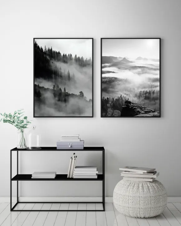 Foggy Forest Black & White I - 50x70 cm Poster