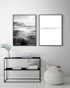 Foggy Forest Black & White I - 50x70 cm Poster