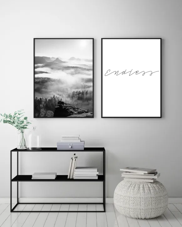 Foggy Forest Black & White I - 50x70 cm Poster