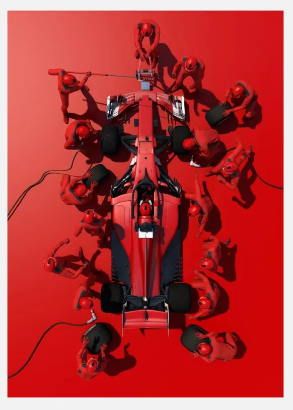 Formula 1 Red Canvastavla (30x40 cm)