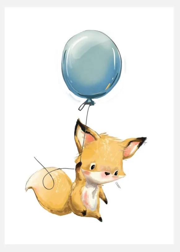 Fox Balloon Canvastavla (30x40 cm)