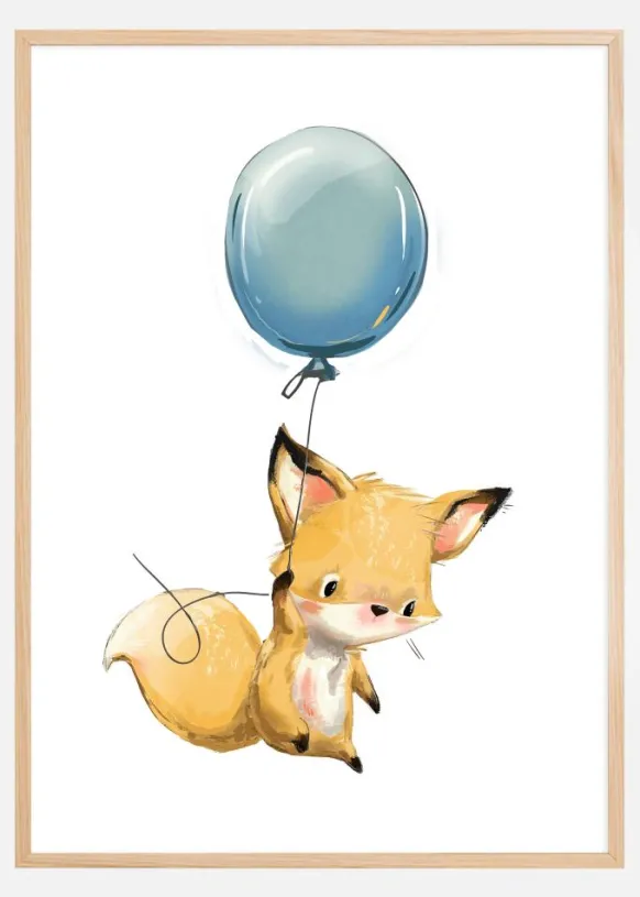 Fox Balloon Poster (21x29.7 cm (A4))