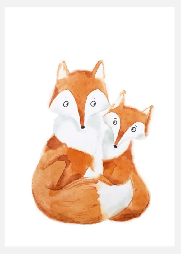 Fox Family Canvastavla (30x40 cm)