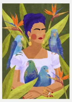 Frida And Birds Canvastavla (30x40 cm)