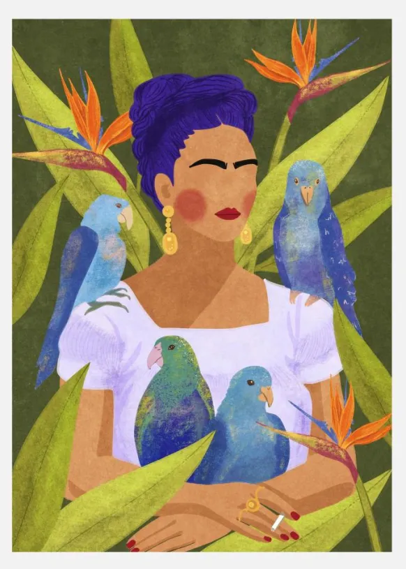 Frida And Birds Canvastavla (30x40 cm)