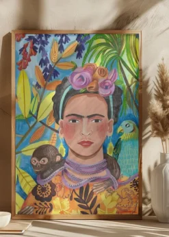 Frida and her parrots Poster (21x29.7 cm (A4))