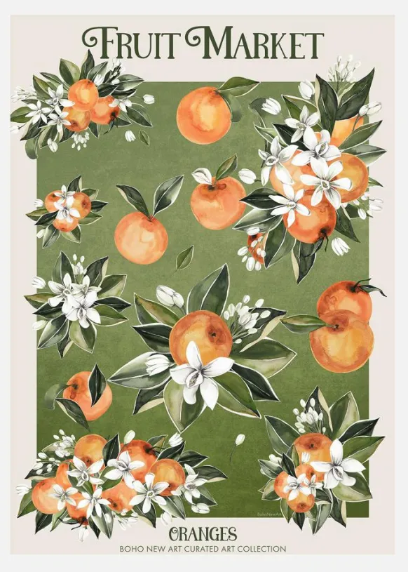 Fruit Market - Boho Oranges Canvastavla (30x40 cm)
