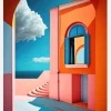 Geometric Village Canvastavla (30x40 cm)