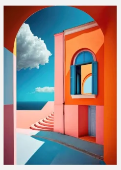 Geometric Village Canvastavla (30x40 cm)