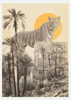 Giant Tiger In Ruins Canvastavla (30x40 cm)