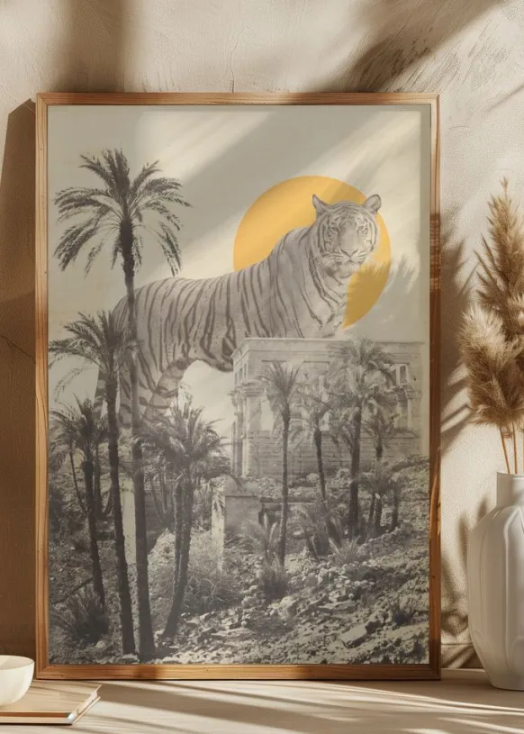 Giant Tiger In Ruins Poster (21x29.7 cm (A4))