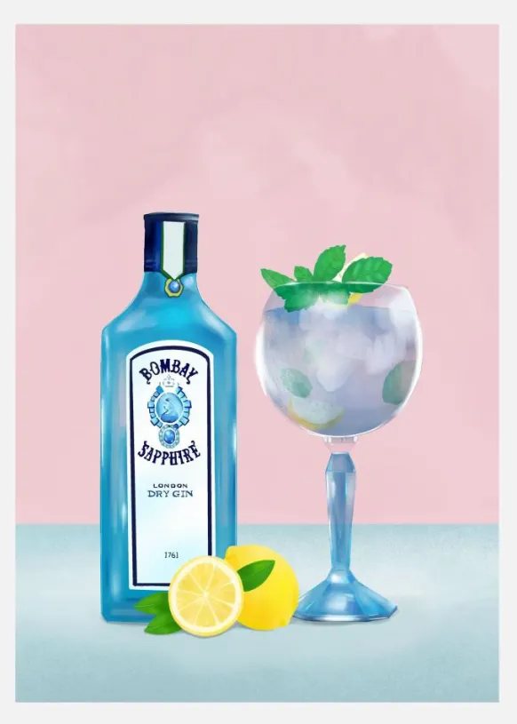 Gin Cocktail Canvastavla (30x40 cm)
