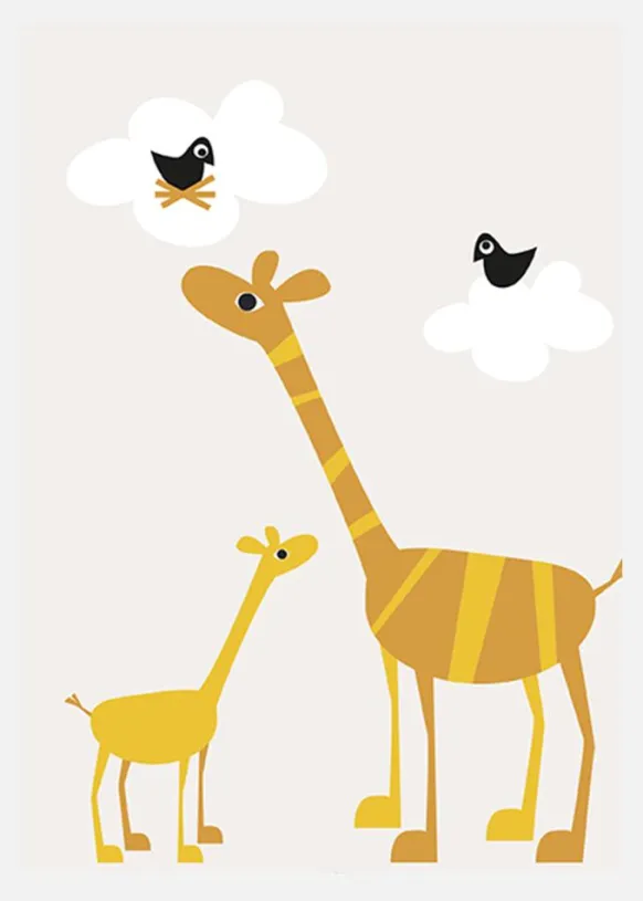 Giraffe - Beige Canvastavla (30x40 cm)