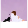 Girl And Cat Canvastavla (30x40 cm)