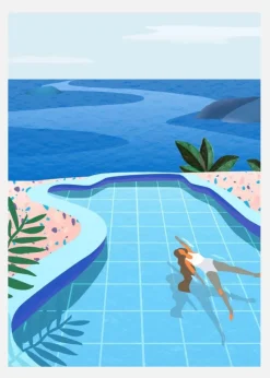 Girl In Pool Canvastavla (30x40 cm)