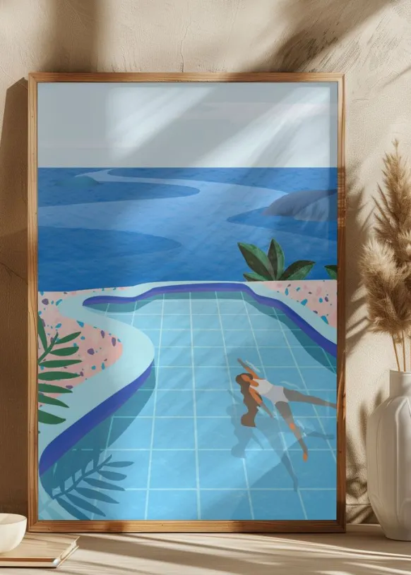 Girl in Pool Poster (21x29.7 cm (A4))