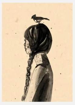 Girl With Bird Canvastavla (30x40 cm)