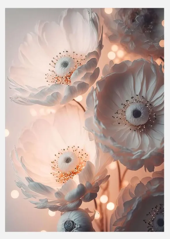 Glowing Patel Pink Flowers Canvastavla (30x40 cm)