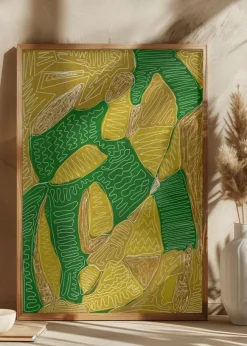 Gold and green abstract Poster (21x29.7 cm (A4))
