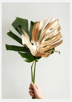 Golden Monstera Canvastavla (30x40 cm)