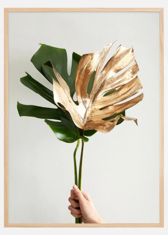 Golden monstera Poster (21x29.7 cm (A4))