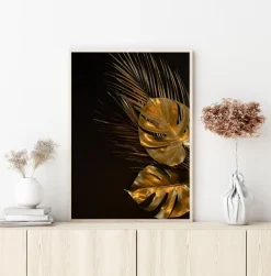 Golden Monstera Poster (21x29.7 cm (A4))