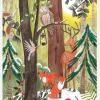 Green Christmas Forest With Animals Canvastavla (30x40 cm)